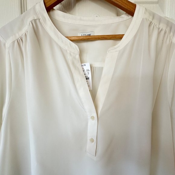 NEW J.Crew Popover Placket Blouse in Ivory Career Preppy Sheer Boho Plus Size 2X - Picture 5 of 11
